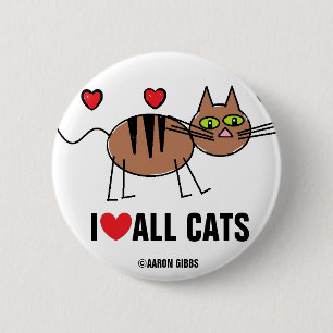 I Love All Cats Button