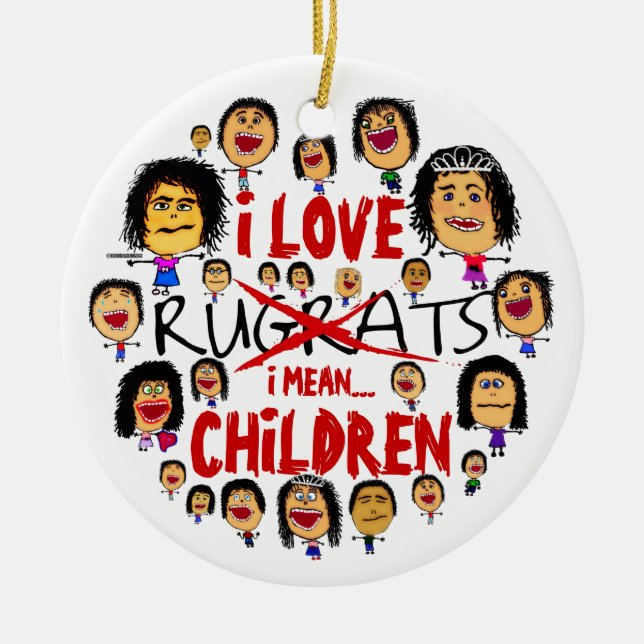 I Love All Children Cartoon Ceramic Ornament (Front)