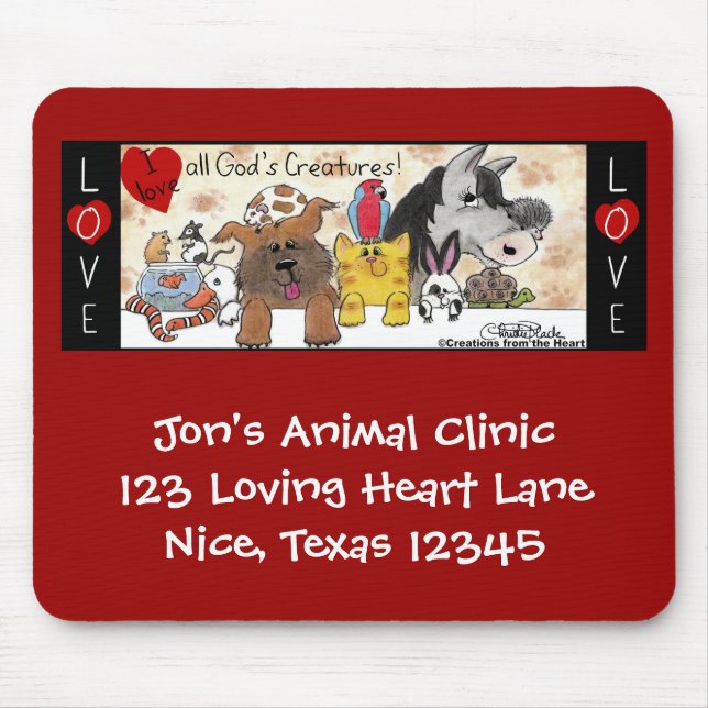 I Love All God's Creatures! Mouse Pad (Front)