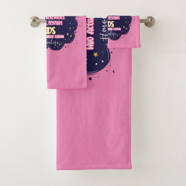 I Love All Mythical Creatures, Vampires, Werewolf Bath Towel Set (Insitu)
