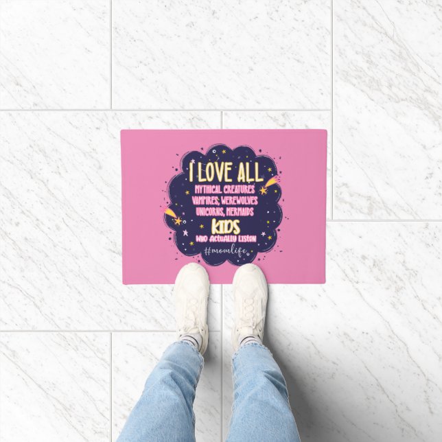I Love All Mythical Creatures, Vampires, Werewolf Doormat (Indoor)