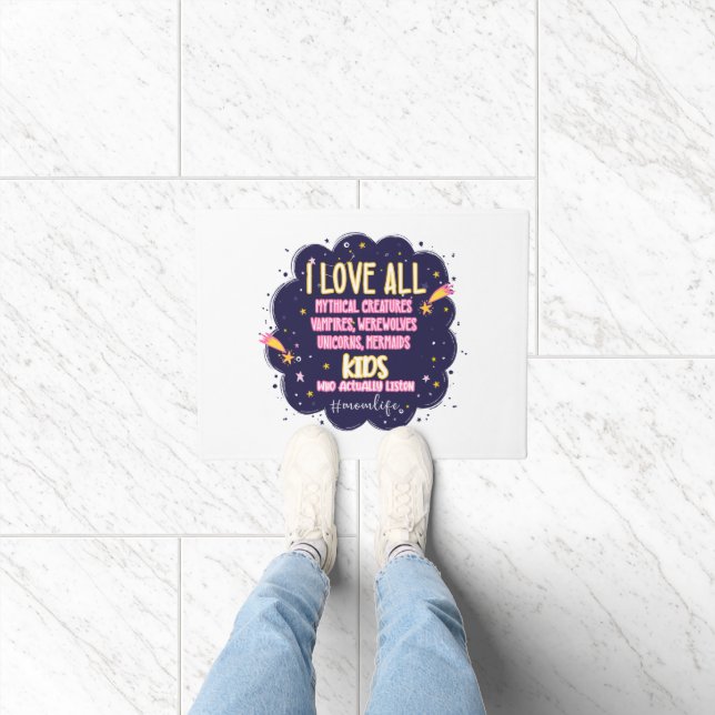 I Love All Mythical Creatures, Vampires, Werewolf Doormat (Indoor)