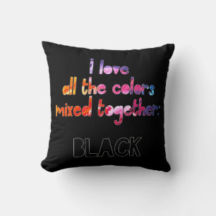 I love all the colours together plain black throw pillow