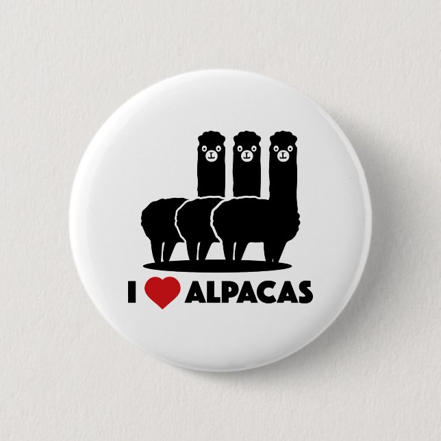 I Love Alpacas 2 Inch Round Button (Front)