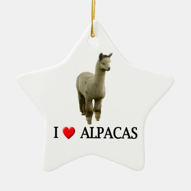 I love alpacas ceramic ornament (Front)