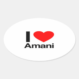 i love amani oval sticker