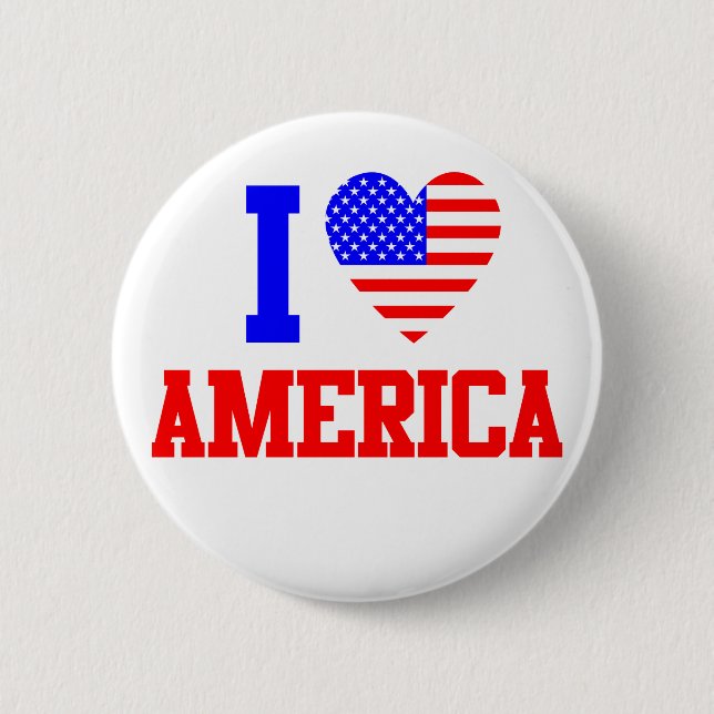 I Love America 2 Inch Round Button (Front)