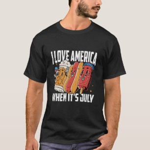 I Love America 4th Of July Hotdog Patriotic T-Shirt