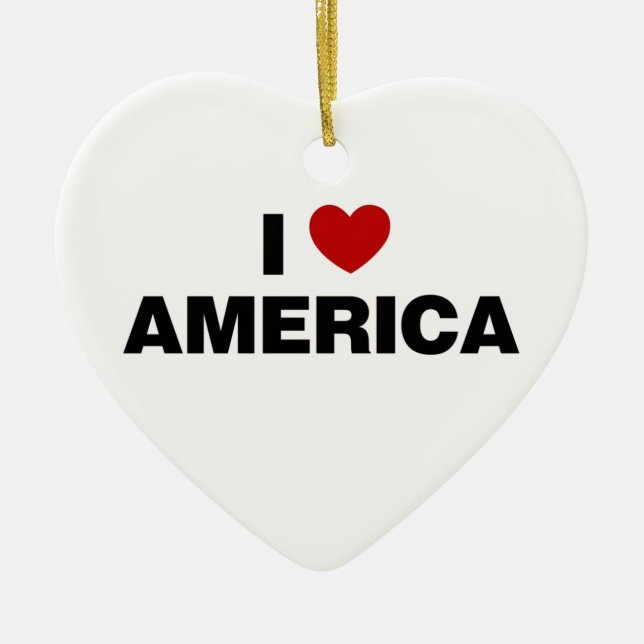 I Love America Ceramic Ornament (Front)