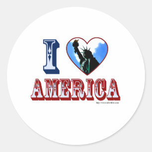 I Love America Classic Round Sticker