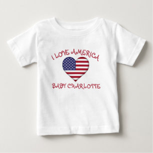 I Love America Heart Flag For Baby  T-Shirt