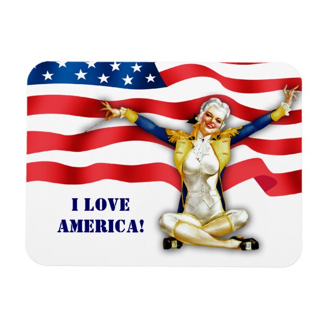 I Love America. Retro Pin-Up  Magnet (Horizontal)