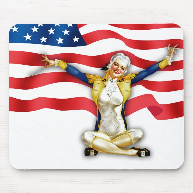 I Love America. Retro Pin-up  Mouse Pad (Front)