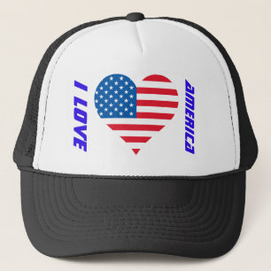I Love America Usa Flag Trucker Hat
