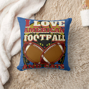 I LOVE AMERICAN FOOTBALL AND CATS THROW PILLOW
