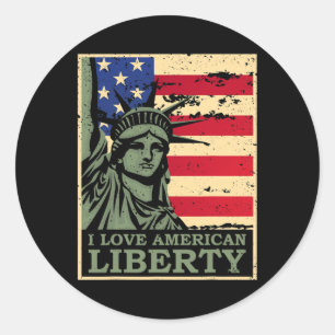 I Love American Liberty 4th Of July Independence D Classic Round Sticker