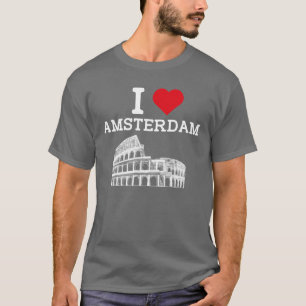 I Love Amsterdam Colosseum Heart Flag Netherlands  T-Shirt