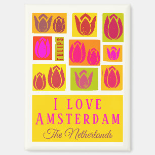 I love Amsterdam colourful tulip pattern Magnet