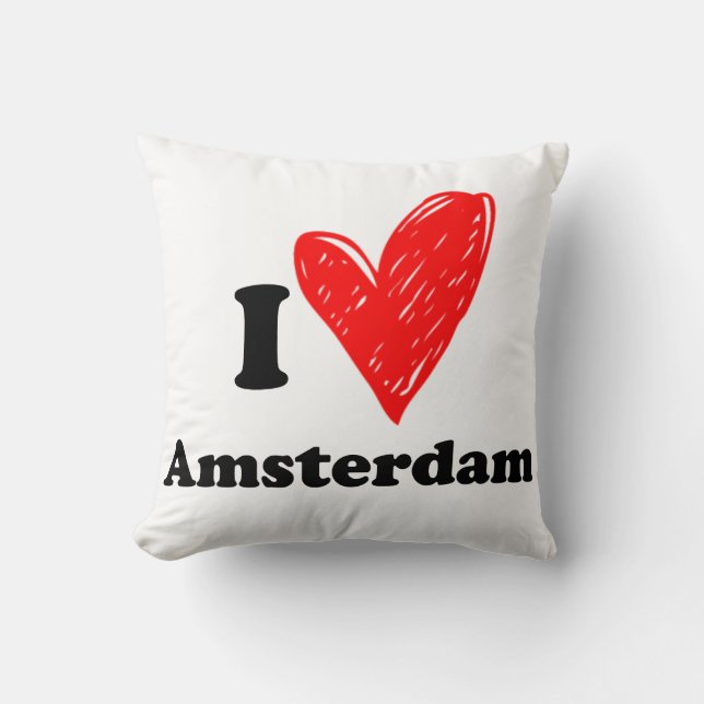 I love Amsterdam Throw Pillow (Front)