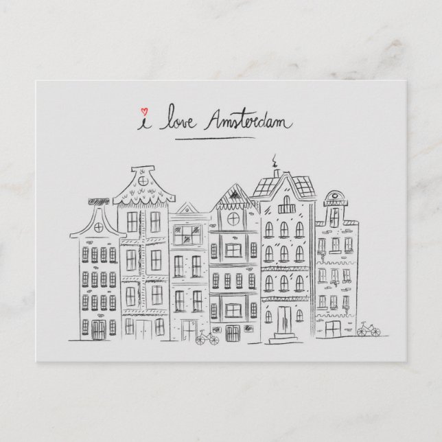 I love Amsterdam Travel The Netherlands Announcement Postcard (Front)