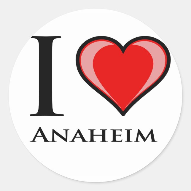 I Love Anaheim Classic Round Sticker (Front)