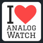 I love analogue watch square sticker<br><div class="desc">I love analogue watch ,  for tech lovers</div>
