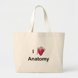 I Love Anatomy with human heart! Large Tote Bag