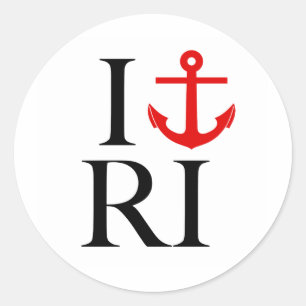 I Love (Anchor) RI Classic Round Sticker