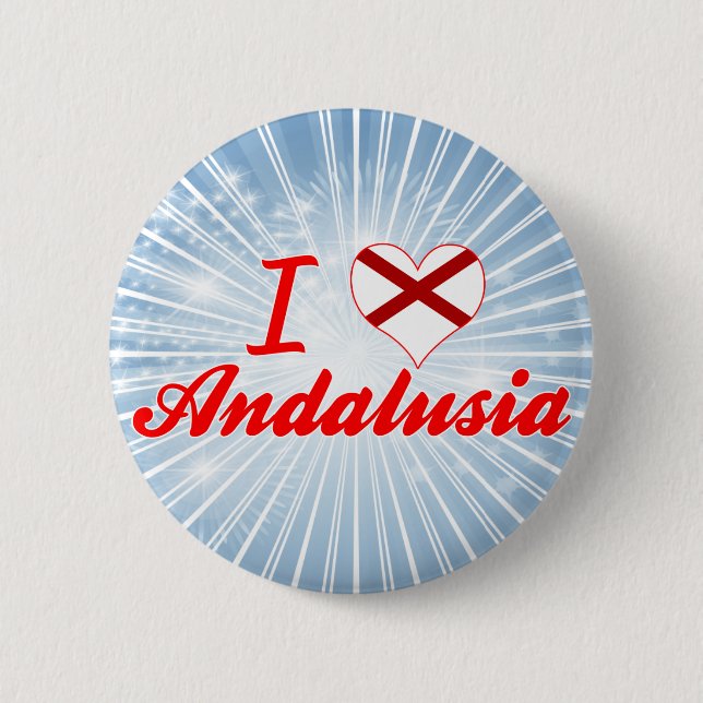 I Love Andalusia, Alabama 2 Inch Round Button (Front)