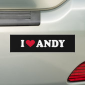 I LOVE ANDY BUMPER STICKER (On Car)