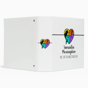 I love animals - Cat Dog Bird Rabbit in a Heart 1 Binder