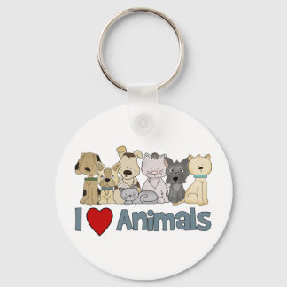I Love Animals Keychain