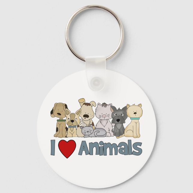 I Love Animals Keychain (Front)
