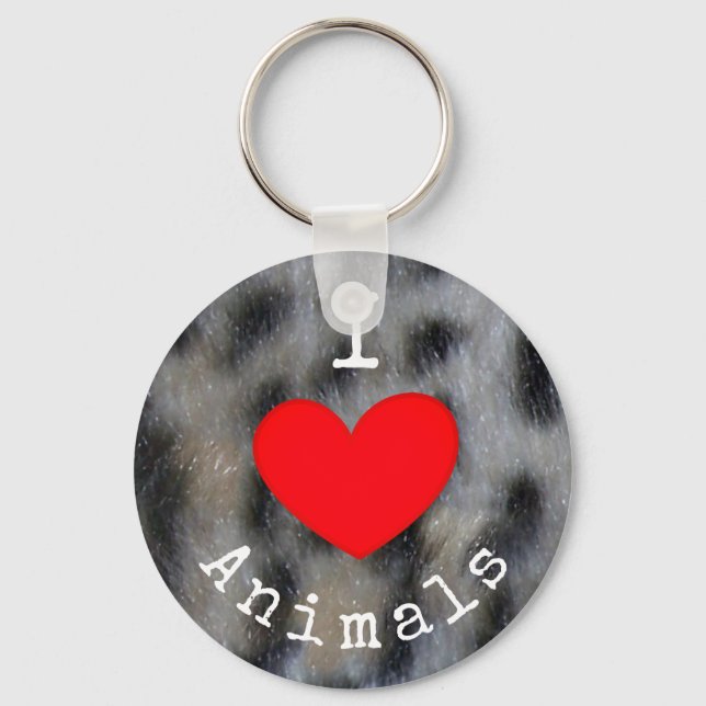 I Love Animals Keychain (Front)