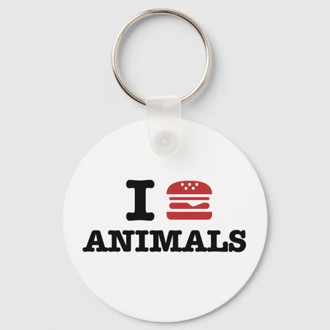i love animals keychain (Front)