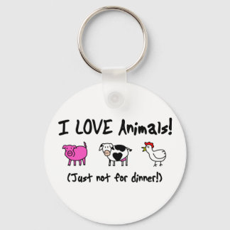 I Love Animals Vegetarian Keychain