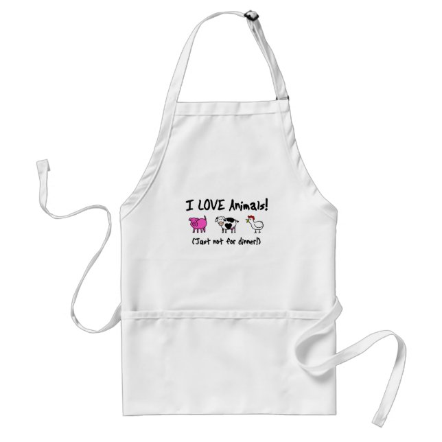 I Love Animals Vegetarian Standard Apron (Front)