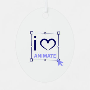I Love Animate Metal Ornament