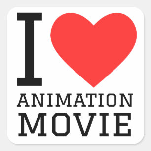 I love animation movie  square sticker
