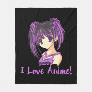 I Love Anime! Anime Girl otaku Manga Fleece Blanket