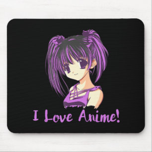 I Love Anime! Anime Girl otaku Manga  Mouse Pad