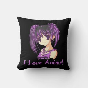 I Love Anime! Anime Girl otaku Manga Throw Pillow