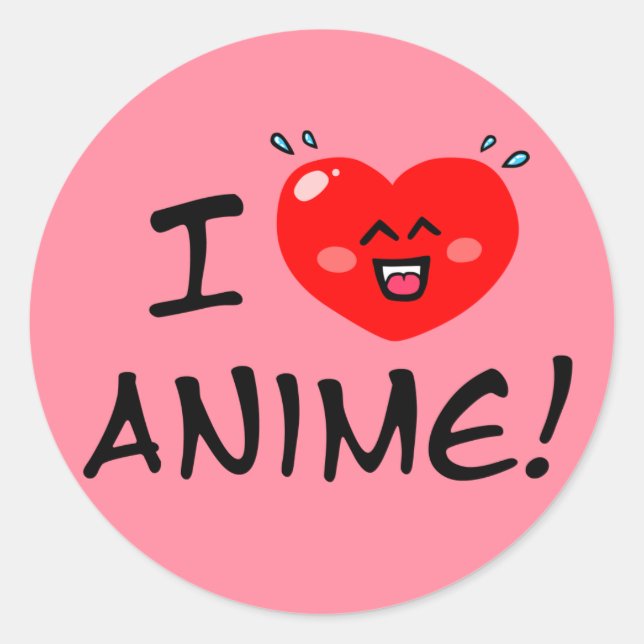 I Love Anime Classic Round Sticker (Front)