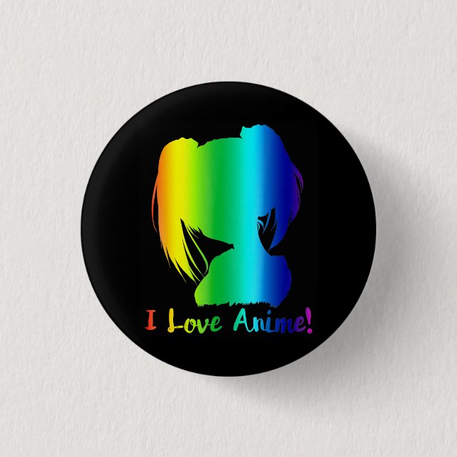i love anime funny manga cosplay 1 inch round button (Front)