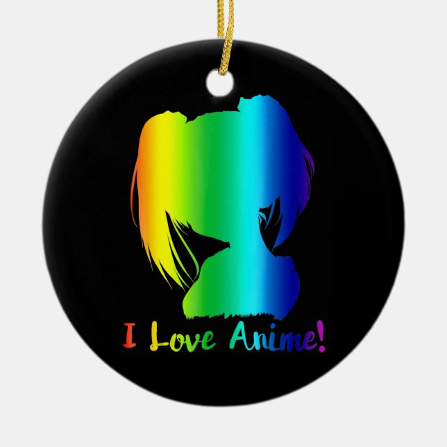i love anime funny manga cosplay ceramic ornament (Front)