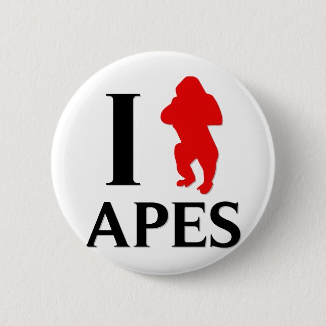 I Love Apes 2 Inch Round Button (Front)