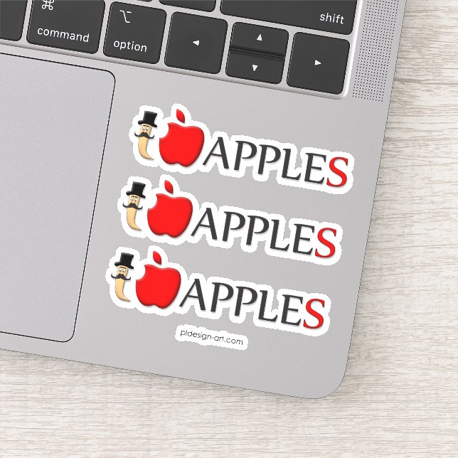 I love apples funny worm with moustache (Detail)