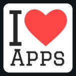 I love apps square sticker<br><div class="desc">I love apps</div>