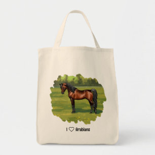 I Love Arabians Dark Bay Horse Tote Bag