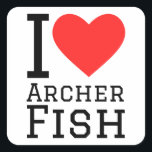 I love archer fish square sticker<br><div class="desc">I love archer fish ,  for animal kingdom lovers</div>